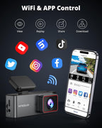 Kingslim E4 4K Dash Cam Front and Rear, WiFi Front 4K Rear 1080P Dual Dash Camera for Cars, Mini Dashcam with APP Control, Night Vision, Parking Mode