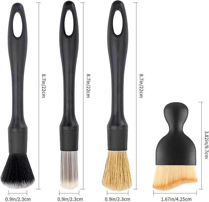 4PCS Car Detailing Brush Set, Ultra Soft Bristle Car Wash Brushes for Interior and Exterior Detailing Professional Auto Cleaning Kit for Cars Wheels Vents Car Care Accessories and Wash Equipment