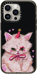 CASETiFY Impact Case for iPhone 15 Pro Max [4X Military Grade Drop Tested / 8.2ft Drop Protection/Compatible with Magsafe] - Cat Prints - Clown Kitty - Clear Black