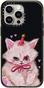 CASETiFY Impact Case for iPhone 15 Pro Max [4X Military Grade Drop Tested / 8.2ft Drop Protection/Compatible with Magsafe] - Cat Prints - Clown Kitty - Clear Black