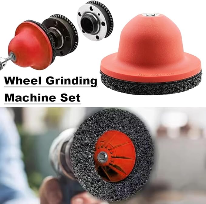 Wheel Hub Grinder Cleaning Tool,150mm Professional Wheel Hub Cleaner Hubs Resurfacing Kit,Whee-l Hu-b Grinder Ball Head Car Cup Brush Cleaning Set,for Tyre Change Rim Clean-ing and Rust Removal