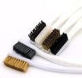 2/6pcs Cleaning Brush Copper Wire Nylon Industrial Tooth Brush Wenwan Bodhi Nuclear Carving Hand Rust Removal Tools,2pcs,White nylon
