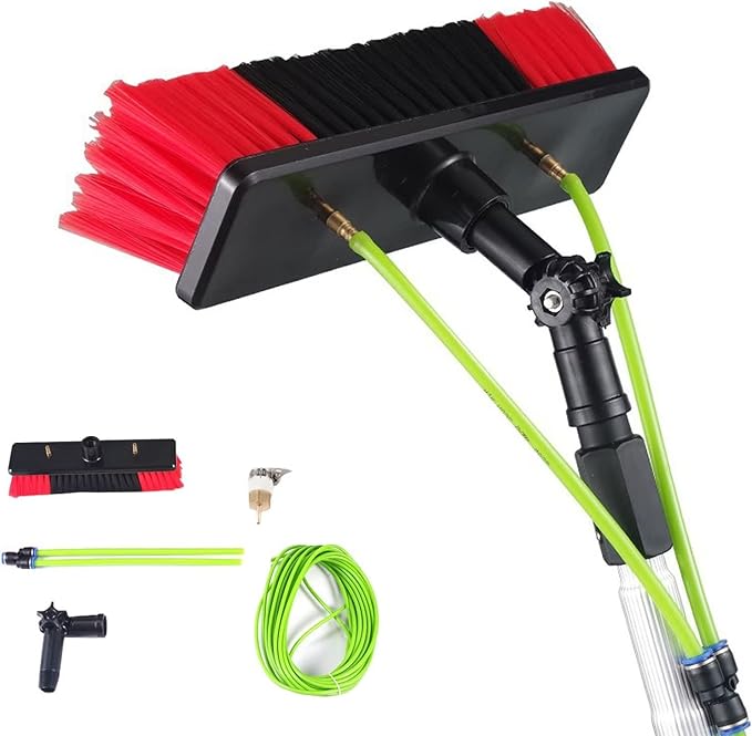 Extendable Window Cleaning Pole with 30cm Water Fed BrushPerfect for Conservatory Roofs Solar Panels & Vehicle CleaningEffortless Reach Up to 11M for Ultimate Convenience