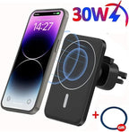 Phone Holder 30W Car Holder Wireless Charger Car Mount Magnetic Car Chargers Wireless Practical(Color:Black with Cable)