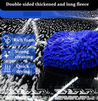 Car Wash Mitt Chenille Microfiber Super Absorbent, Premium Car Washing Gloves for Cleaning Cars, Trucks, Motorcycles (Black)