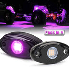 Rock Lights Pink with Light Purple 12 Pods Pure Pink LED Rock Lights IP68 Waterproof 47inch Extension Wires for Trucks UTV ATV SUV Boat Pickup Car Fender Exterior Lighting Kit