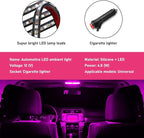 Car LED Strip Light, 24 LEDs RGB Neon Interior Atmosphere Lights, 12V Under Dash Ambient Night Light, Cigarette Lighter Auto Interior Decorative Lamp, Car Accessories (Pink Purple)