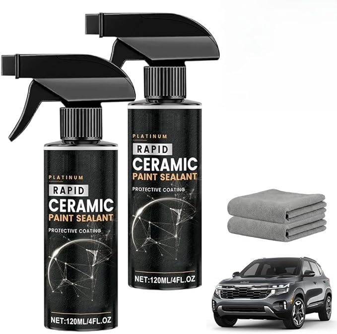 Rapid Ceramic Paint Sealant Spray, 2026 Upgraded Car Coating Spray for Shine & Protection, Gloss & Mirror Shine,Ultra Slick Finish Easy Car Coating (2 Sets with Towels)