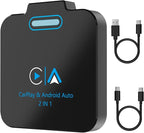 Android Auto & CarPlay Wireless Adapter - 2 in 1 Wireless for iPhone & Android, Plug & Play for Factory Wired Cars - Supports iOS 10+