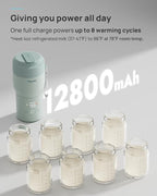 Papablic Pro Portable Bottle Warmer for Travel – 2.5 Min Fast Heating, Built-in Sterilizer, 5 Temp Settings, Baby Milk & Formula Warmer On the Go, Long Battery, Smart Keep Warm, Mint Green