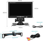 Kairiyard License Plate Backup Camera with 7 Inch Monitor, HD 1080P Reverse Camera Waterproof DIY Grid Lines No-Delay Wired Rear View Camera System for Truck Car SUV