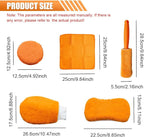 Craedli 9PCS Car Wash Detailing Tool Kit, Car Wash Mitt, Microfiber Cloths, Cleaning Sponge, Wheel Brush, Wax Applicator Pad, Universal Auto Interior & Exterior Cleaning Supplies (Orange)