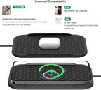 Wireless Car Charger Silicone Pad, for iPhone12/11 Pro/XS/XR/8/8Plus,15W Fast Car Wireless Charging Non-Slip Mat, for Samsung S21/S22/S23/S24/S25/Androids,80cm Cable, Black
