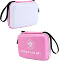 Small First Aid Kit - 165 Piece Dual-Color Emergency Medical Kit with Hard Shell & Fluorescent Exterior Coating, Emergency First Aid Kit for Home, Car, Travel, Hiking & Outdoor(Pink/White)