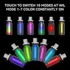 4 PCS USB Night Light, Touch Dimmable Mini USB LED Car Interior Ambient Lights, Portable Plug-in Glass Bottle Night Lamp for Car, Tent, Desk, Bedside(4RGB)