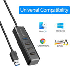 SmartQ 4-Port Hub - 1 USB 3.0 + 3 USB 2.0 Ports for MacBook, Mac Pro, Mac mini, iMac, Surface Pro, XPS, PC, Flash Drive, Mobile HDD, Laptop Extension Cable