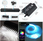 AZIMOM 16W Sound Activate Fiber Optic Starlight Headliner Kit 550pcs 0.03in 13.1ft Fiber Strands, Pure White Meteor Shooting Star Music Mode Remote APP Control Car Use Home Headliner Decor