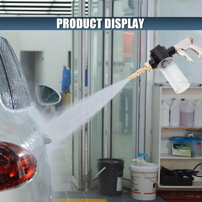 ZIMISI Car Wash Foam Gun Sprayer, Metal High-Pressure Car Wash Sprayer with 3.5oz/100cc Plastic Soap Dispenser Bottle, Adjustable Nozzle Foam Gun for Washing, Watering Plants, Floor Cleaning (Silver)