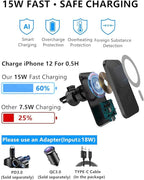 15W Magnetic Wireless Car Charger for iPhone 16/15/14/13/12 Pro Max/Mag-Safe Case, Qi Fast Charging Mount, Dashboard Air Vent Phone Holder for iPhone 16/15/14/13/12