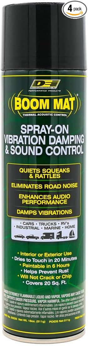 Design Engineering 050220 Boom Mat Spray-on Sound Deadening to Reduce Unwanted Road Noise and Vibration 18 Ounce (4 Pack)