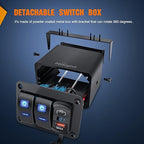 Nilight 2 Gang Rocker Switch Box 12V SPST ON Off PD Type C and QC 3.0 USB Charger Voltmeter Waterproof Aluminum Panel DIY Stickers for Boats Cars RVs Trucks