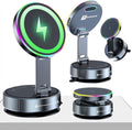 Trendwave Car Mount Charger 15W Wireless Charger Suction Cup Phone Mount with Breathing RGB Light, 360° Adjustable Vacuum Magnetic Holder for iPhone 17 Pro Max/17 Air/16/15 Plus – Gray