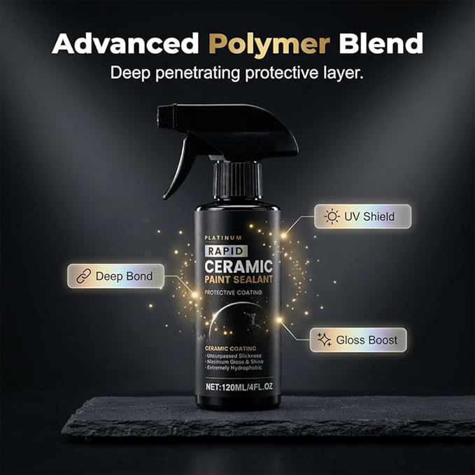 Rapid Ceramic Paint Sealant Spray, 2026 Upgraded Car Coating Spray for Shine & Protection, Gloss & Mirror Shine,Ultra Slick Finish Easy Car Coating (3 Sets with Towels)