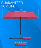 Rain-Mate Windproof Compact Umbrellas for Rain - Strong Reinforced Fiberglass Rib Design & Auto Open & Close - Portable Folding Travel Umbrella - Lightweight & Packable for Women & Men, Easy Collapse