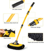 Car Wash Brush Kit, Wash Mop Extendable Extra-Long Handle and Wash Mitt Included, Great Cleaning Power, Scratch-Free Bristles for Car Care