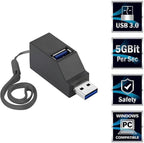 USB Port Splitter,3 Port USB 2.0 hub Dock [2 Pack] Mini USB Hub, 3 Port 3.0 USB Hub High Speed Splitter Plug and Play, USB Splitter Adapter Portable for PC, Laptop - Black