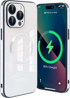 Guppy Compatible with iPhone 14 Pro with MagSafe Case, Magnetic Gradient Case with MagSafe Charging, Gradient Glass Back Cover with Lens Film-White