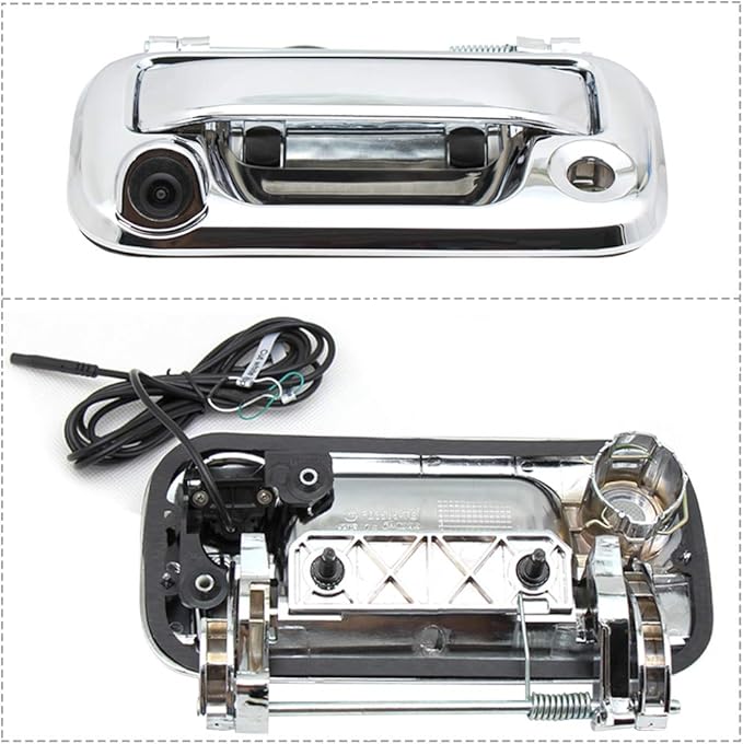 EWAY Tailgate Handle Backup Rear View Reverse Camera for Ford F150 2004-2014/Super Duty F250/F350/F450/F550 2008-2014 Explorer Sport Trac Lincoln Mark LT Pickup Truck Chrome(with Optional Guideline)