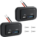 Nilight 2 Pack Socket Panel 12V 24V Dual USB Outlet PD Type C QC3.0 Surface Mount 48W Fast Waterproof for Automotive RV Marine Boat Motorcycle Truck