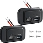 Nilight 2 Pack Socket Panel 12V 24V Dual USB Outlet PD Type C QC3.0 Surface Mount 48W Fast Waterproof for Automotive RV Marine Boat Motorcycle Truck