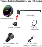 Qi2.2 25W Magnetic Car Mount Charger for 2025 2026 Toyota Camry Accessories, for Fast Charging Cell Phone Holder 12.3 Inch Screen Fixed Clip with Cooling Fan＆54W Fast Adapter