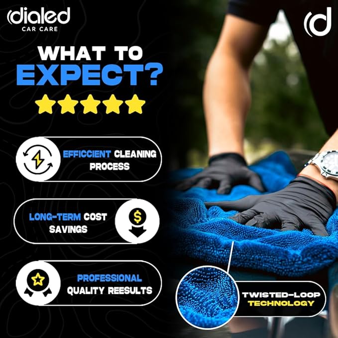 Dialed Drying Towel 1600 GSM, Premium 70/30 Blend Microfiber for Drying Cars, Trucks, SUVs. Professional Grade, Safe for Detailing + Lint Free. 24"" x 36"", Marina Blue, X-Large