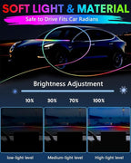 Acrylic Interior Car LED Strip Light with Motion-Activated Switch, 59.1" Neon Ambient Light, RGB Colors, APP Control, Music Sync