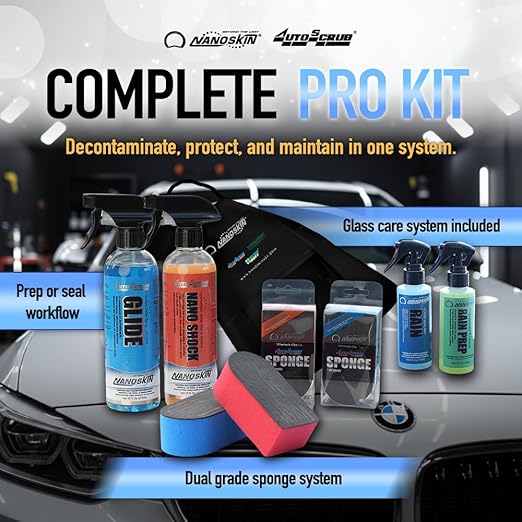 Nanoskin AUTOSCRUB Surface Prep Sponge - Combo Pack Pro Kit - Patented Clay Bar Replacement Tool to Remove Embedded Contaminants Before Wax & Coating | Safe for Painted Surface, Glass, Plastic, etc.