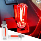 2 PCS Car USB Night Light Bulb, Touch Dimmable Car Interior Ambient Lights, Mini Retro Glass Bottle LED Lamp, Plug-in USB Mood Light for Vehicle, Bedroom, Camping(Red)