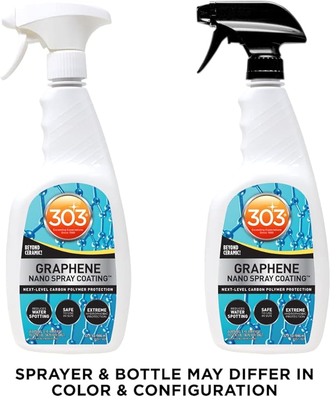 303 Products Marine Graphene Nano Spray Coating - Next Level Protection - Enhances Gloss and Depth - Reduces Water Spotting - UV Ray Protection- Safe to Use in the Sun - 32 fl. oz. (30251), White