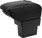 AULPHIKE Compatible with Nissan Note Armrest E-Power Car Center Console Organizer Armrests Double Layer Storage with USB Ports（Carbon Fiber Style）