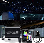 AKEPO 16W Fiber Optic Starlights Headliner Lights Star Light Kit, Fibre Optical Strands150pcs 0.75mm 6.5ft/2m APP Control+28key Remote Control for Car & Home