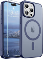 SUPFINE Magnetic for iPhone 15 Pro Max Case (Compatible with MagSafe) (Military Grade Drop Protection) Slim Translucent Matte Shockproof with Anti-Fingerprint Phone Case, Lavender Gray