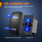 Nilight Horn Switch Momentary Laser Rocker Switch 5PIN On/Off LED Light 20A/12V 10A/24V Switch with Jumper Wires Set for Cars Jeeps Boats Trucks (90126B)