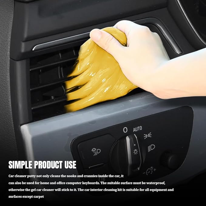 Car Cleaning Gel, Car Cleaning Supplies, Car Cleaning Putty, Universal Car Cleaning Kit Auto Detailing Tools Car Accessories Fit for Automotive, Keyboard, Camera, Printers (Yellow, 1PCS)