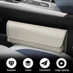 Car Seat Gap Filler Organizer, Leather Vehicle Side Seat Gap Storage Box with Lid for Phone Key Card, L-Capacity Auto Interior Organization, Universal for SUV Sedan Truck (Gray)