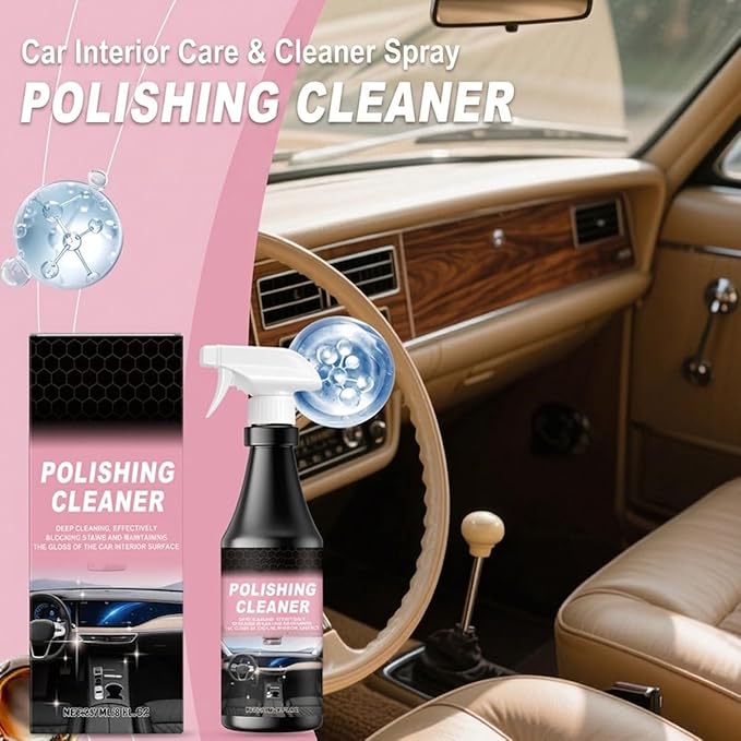 Car Interior Care & Cleaner Spray, 237ml Polishing Cleaner Car Interior Spray, Powerful Interior Detailer Spray for Cars, Multifunctional Car Interior Cleaner for Dashboards, Seats (3Sets)