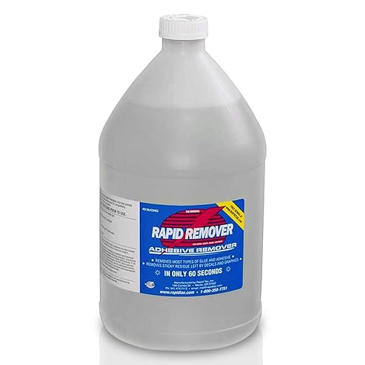Rapid Remover Adhesive Remover 128 oz (1 Gallon) | Removes Most Adhesives in 30–60 Seconds | Safe Water-Soluble Formula | Cold Weather Ready | for Vinyl Wraps, Graphics, Decals, and Stripes