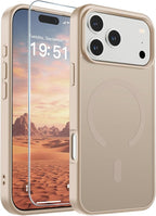 SUPFINE Magnetic for iPhone 17 Pro Max Case (Compatible with MagSafe)(Military Grade Drop Protection) Translucent Matte Shockproof with Anti-Fingerprint Phone Cover,Desert Gold