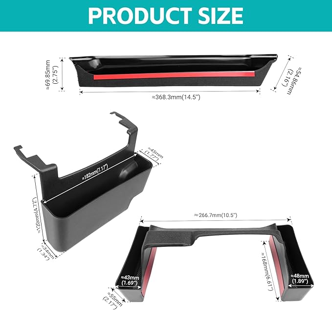 3PCS Center Console Organizer Combo Kit Compatible with 2024-2026 Jeep Wangler JL JLU 4xe Rubicon Sahara & Gladiator JT Accessories, Hanging Storage Box & Grab Bar Tray & Gear Shift Side Tray